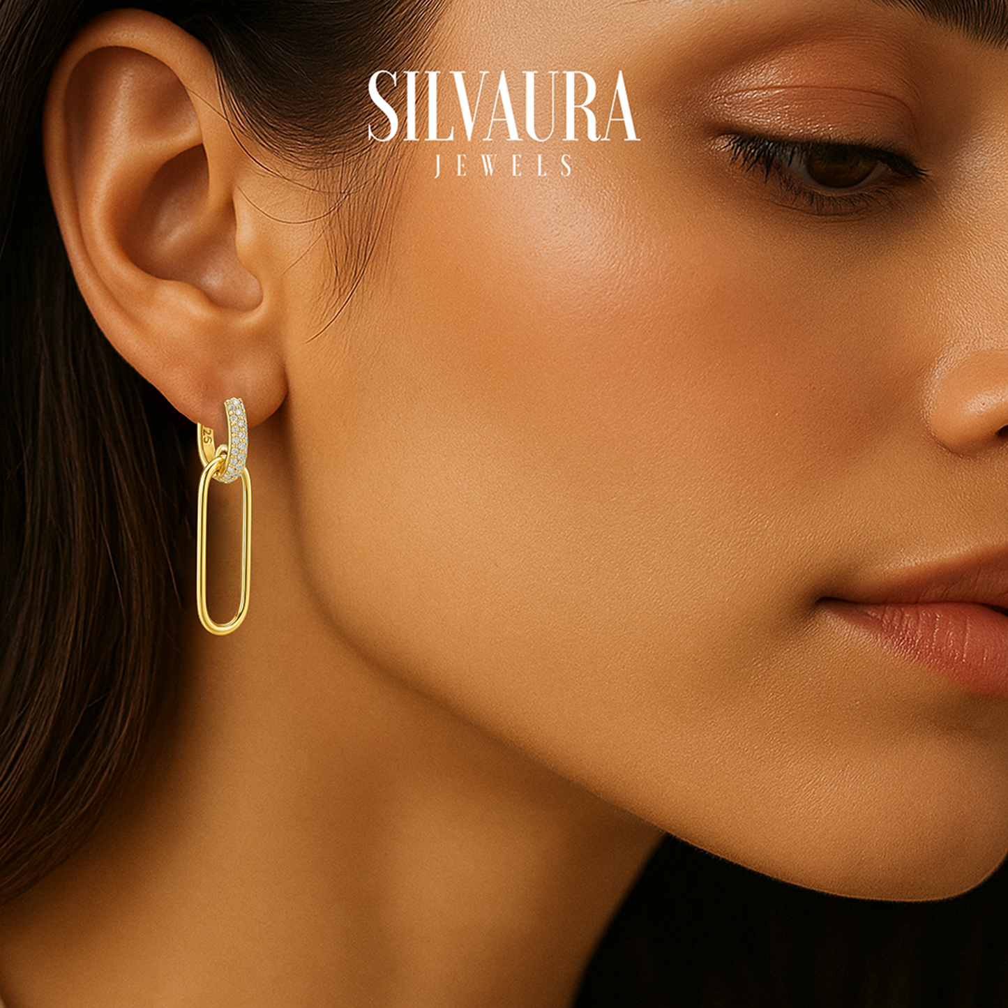 SILVAURA JEWELS 925 Sterling Silver Hoop Earrings Gold Plated