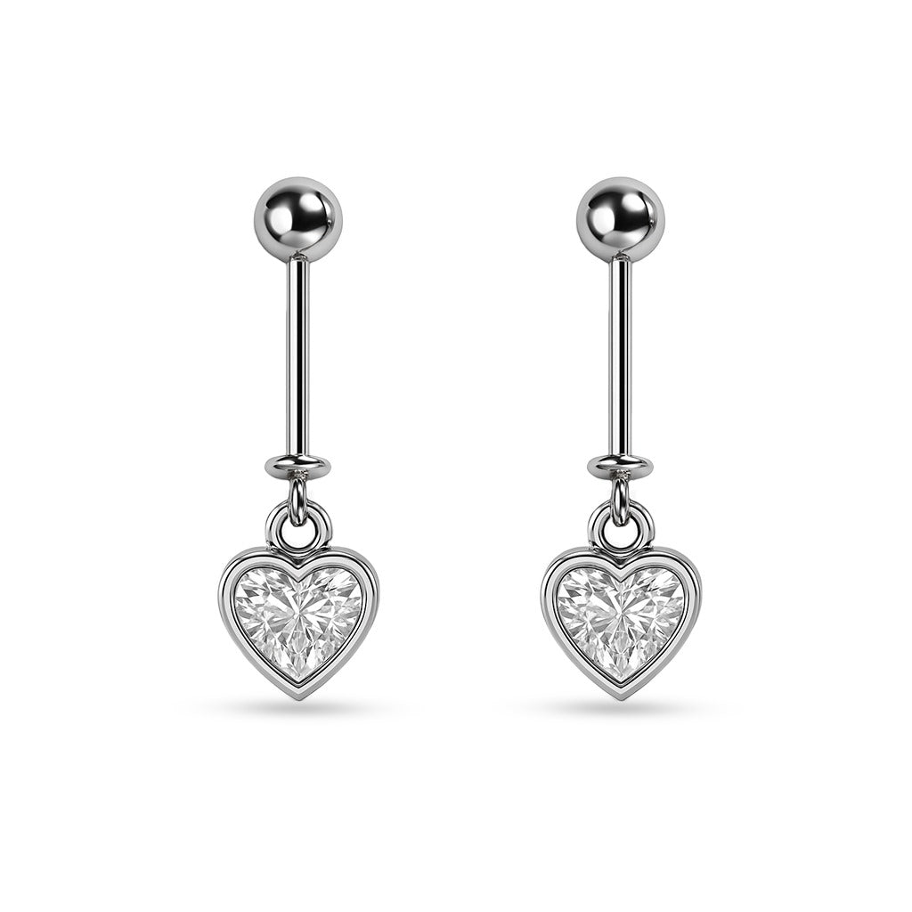 925 Sterling Silver Heart Helix Earrings by SILVAURA with sparkling heart-shaped design