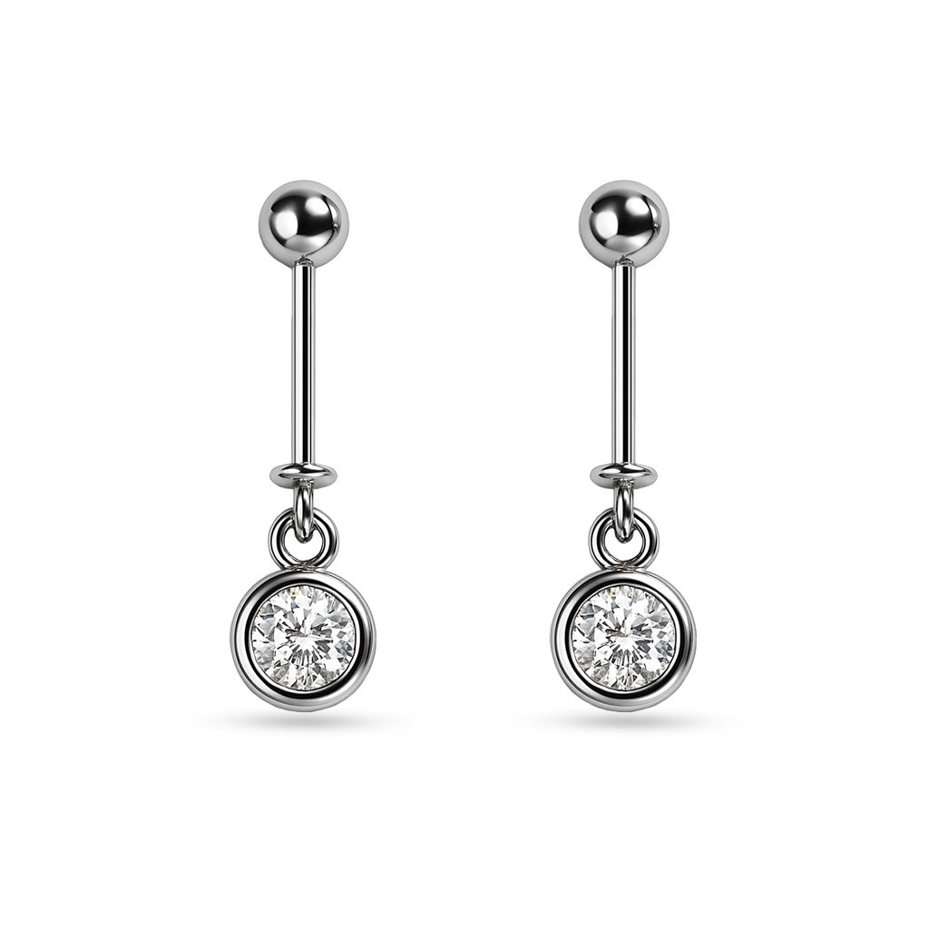 925 Sterling Silver Round Helix Earrings by SILVAURA with sparkling round clear gemstones