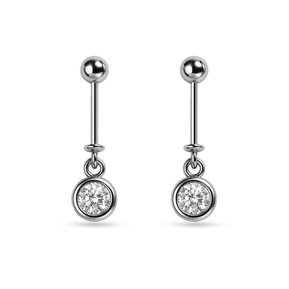 925 Sterling Silver Round Helix Earrings by SILVAURA with sparkling round clear gemstones
